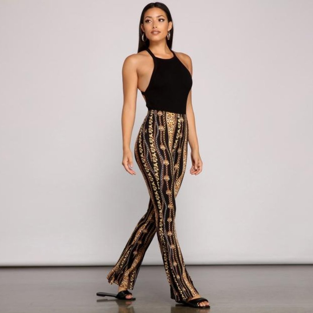 DREAMY BOHO-CHIC FLARE PATTERN PANTS